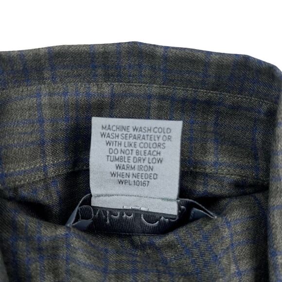 New Dylan Gray Men US L Dress Shirt Button Down Long Sleeve Gray Olive Plaid - Picture 10 of 12